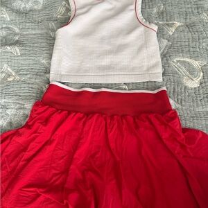 Red and White Athletic Outfit